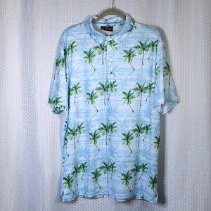 Yatta Golf Size XL palm trees blue/green short sleeve polo